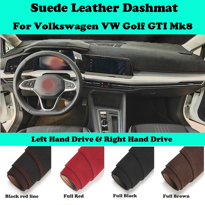 For Volkswagen VW Golf 8 GTI Mk8 2021 Suede Leather Dashmat Dashboard Cover Pad Dash Mat Car-Styling Carpet Accessories LHD RHD