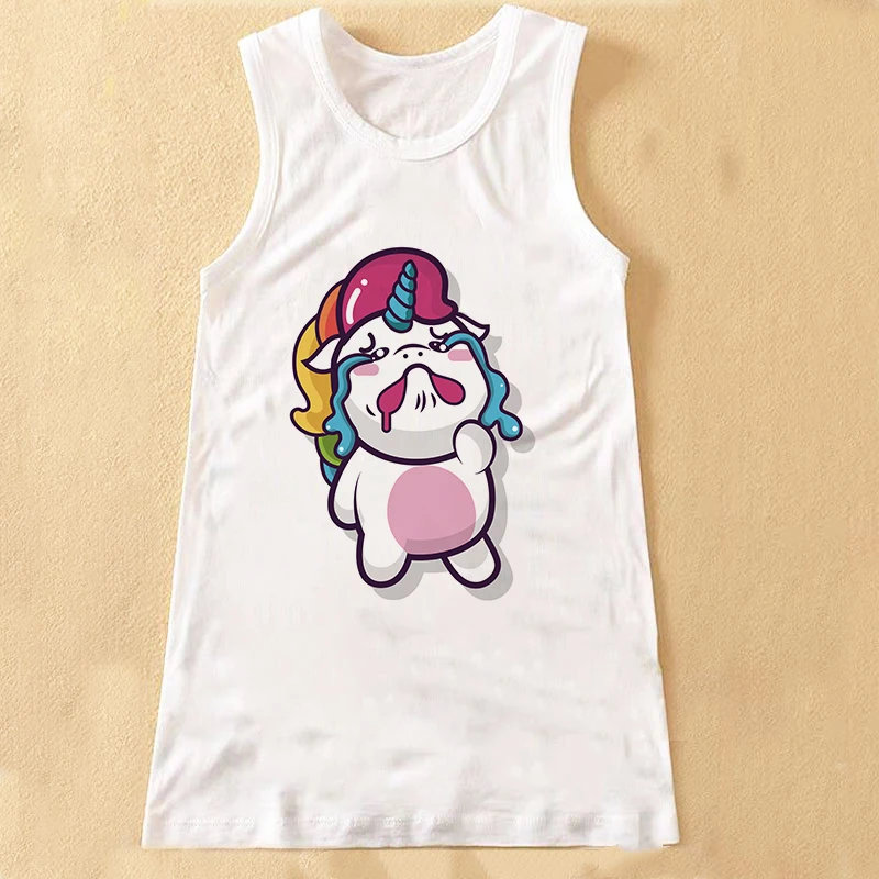 Unicorn Dress Casual Rainbow Horse Summer Dress Girl Sweet Children Knee Dress Kawaii Girl Dress Baby Dress Sleeveless New Dress