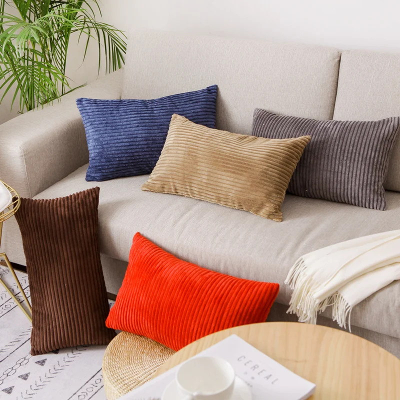 Corduroy Striped Cushion Covers 30X50cm 50X70cm Solid For Sofa Chair Car Pillowcase HT-NPCJC-CL