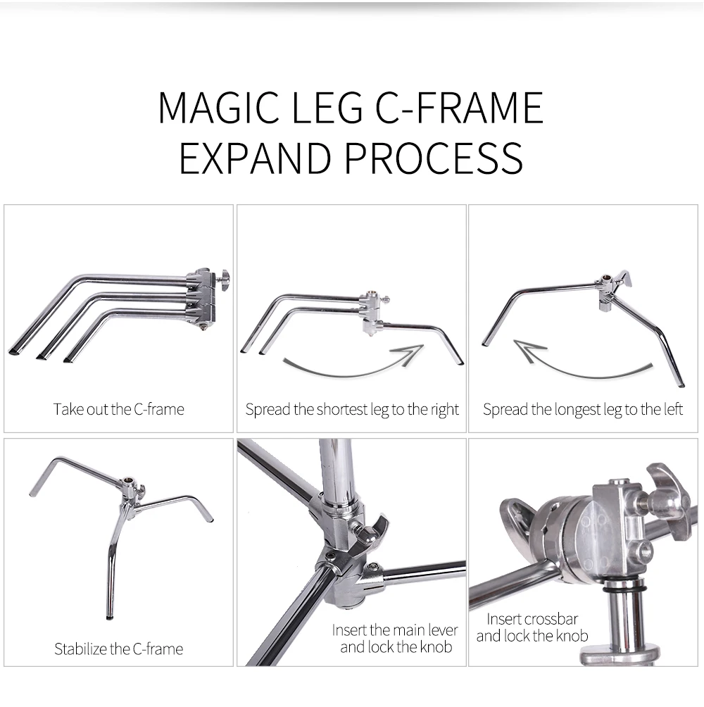 260cm Stainless Photography Tripod C-stand Light Stand 100% Metal 8.53ft With Boom Arm Professional For Photo Studio Softbox
