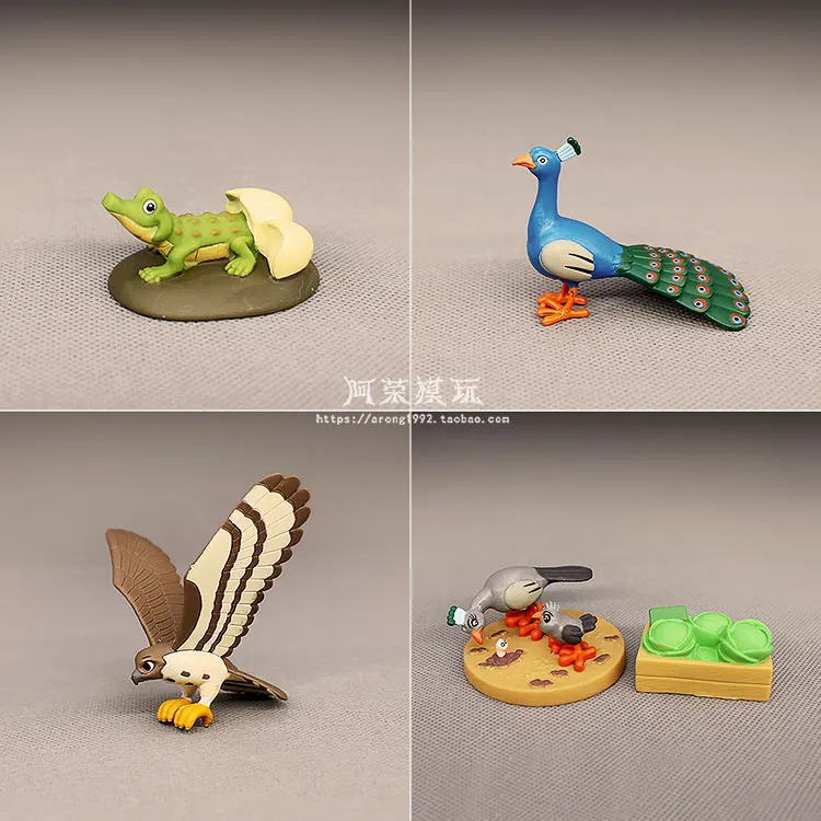 Cartoon Wild Animal Model Eagle Eggshell Crocodile Peacock Food Plate Fairy Garden Miniature Decor Action Figures Figurine Toys