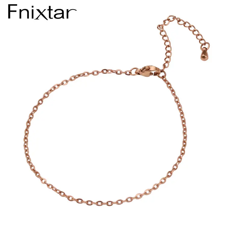 

Fnixtar 2mm 18+6cm Stainless Steel Bracelets With Water Drop Extender Mirror Polish Bracelets For DIY Making Bracelet Jewelry