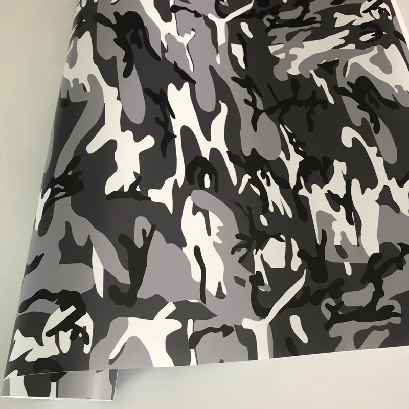 

Matte Arctic Black White Gray Camouflage Vinyl Foil Film For Car Hood Roof Motorbike Wrap Covering With Air Bubble Free