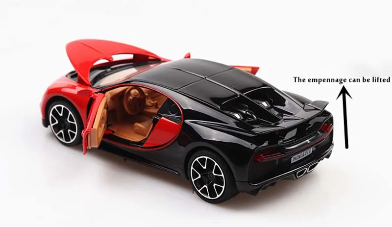 1/32 Bugatti Chiron Pull Back Alloy Sports Car Model Die Cast Toy Simulation Sound Light Super Racing Vehicle Toys