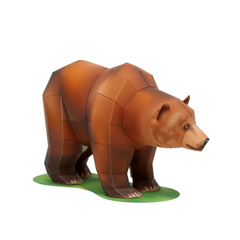 Grizzly Bear Origami Art Folding Mini Cute 3D Paper Model Papercraft Animal Figure DIY Kids Adult Handmade Craft Toys QD-245