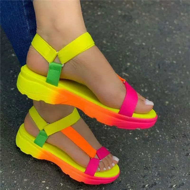 KAMUCC Summer Sandals Big Size 43 Multi Colors Casual Shoes Woman Flat Dropship Comfortable Sandals Female Light Sandalias