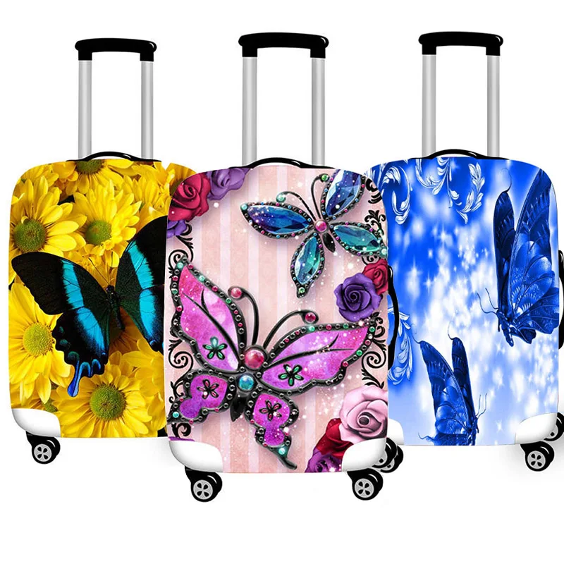 Fashion Butterfly Print Luggage Protective Cover Travel Suitcase Cover Elastic Dust Cases For 18 to 32 Inches Travel Accessories