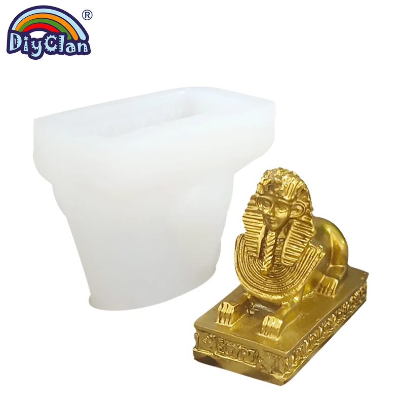 3D Easter Cleopatra Sphinx Silicone Mold DIY Gypsum Ornament Candle Model Pharaoh Pyramid Chocolate Mould Cake Decorating Tools