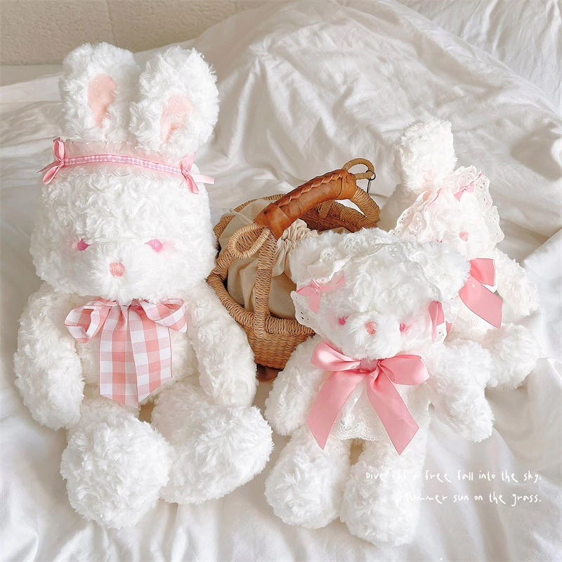 

30/45cm Lolilta Bear Plush Toy Dressed Bear Bunny Plushies Stuffed Animal Sweet Hug Pillow Rabbit Toy For Girl Child White Pink