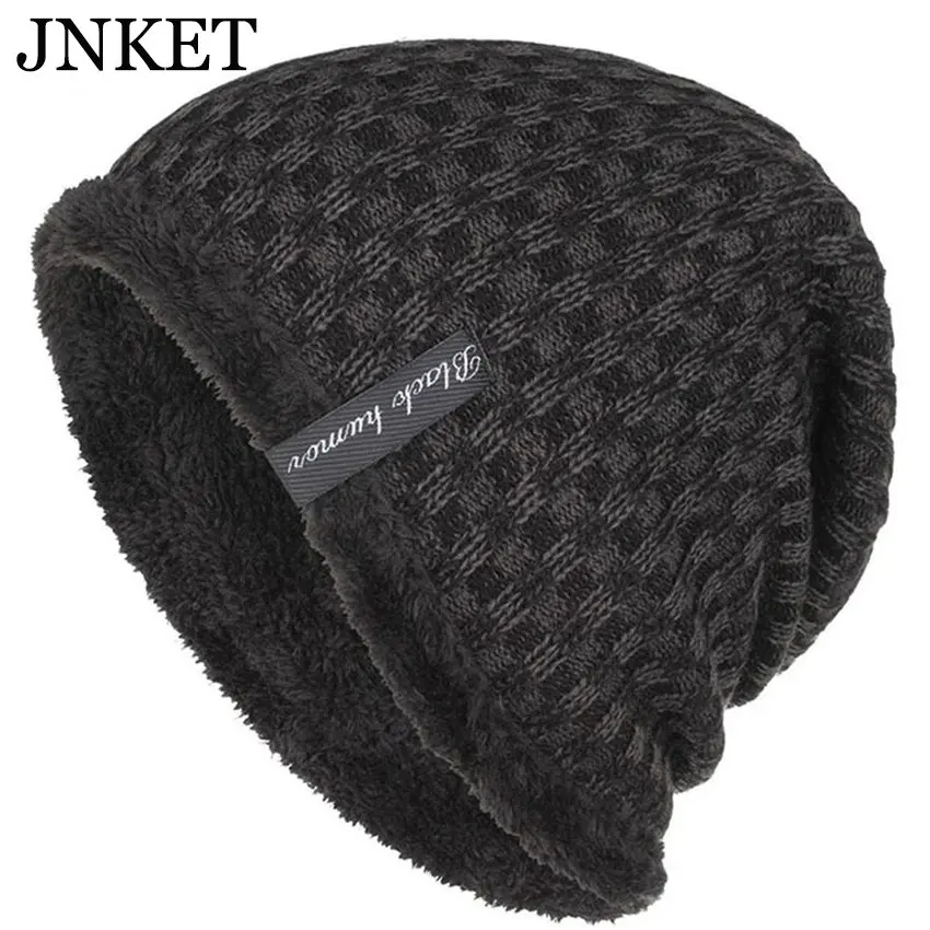 JNKET Autumn Winter Men Warm Knitted Hat Baggy Beanie Casual Outdoor Sports Ski Cap Brimless Hat