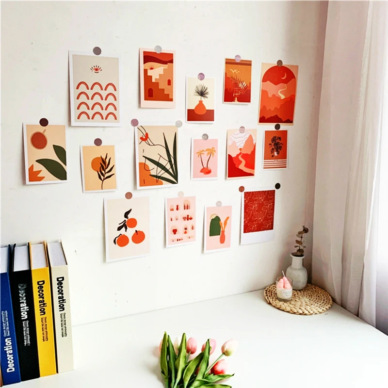 15 Pcs Ins Style Decoration Cards Painting Graph Bedroom Wall Poster Creative Stationery Photo Props DIY Decorative Sticker Gift