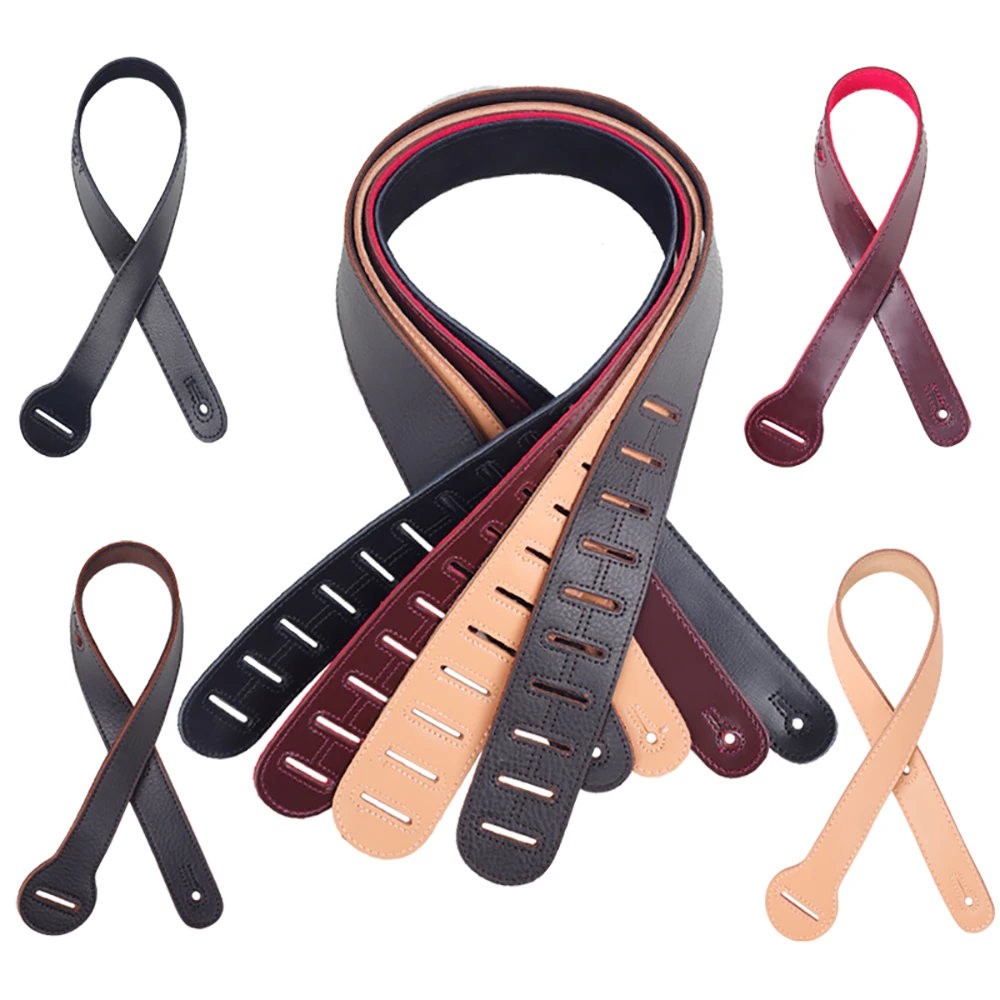 Adjustable Guitar Strap High Quality Cowhide Shoulder Strap for Electric Guitar Bass Parts Accessories with Connection Strap