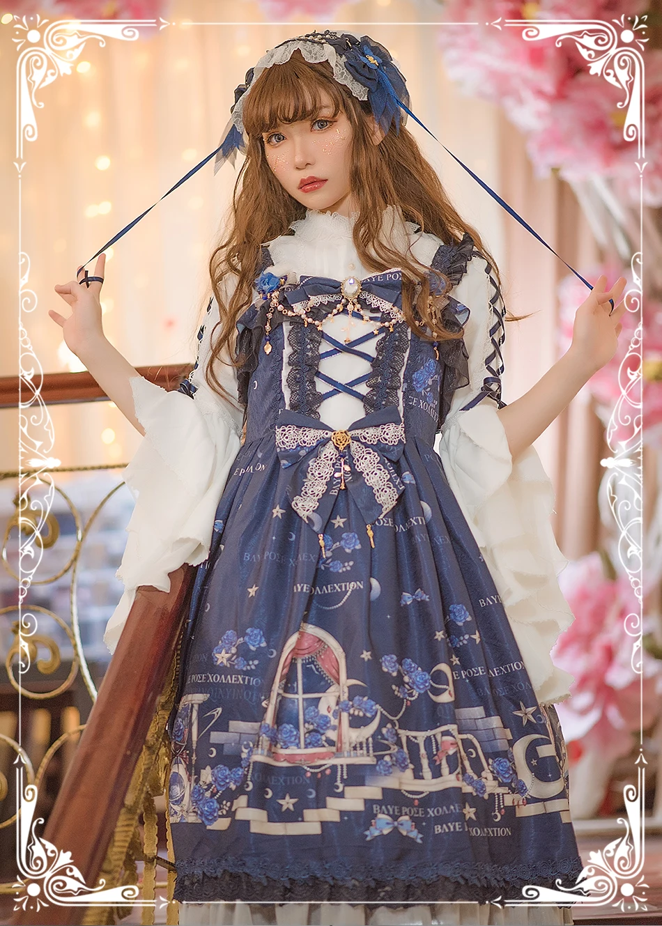 Công Chúa Tiệc Trà Ngọt Lolita Đầm Retro Ren Nơ Mềm Bé Gái Dễ Thương In Victoria Đầm Kawaii Cô Gái Gothic Lolita Cos