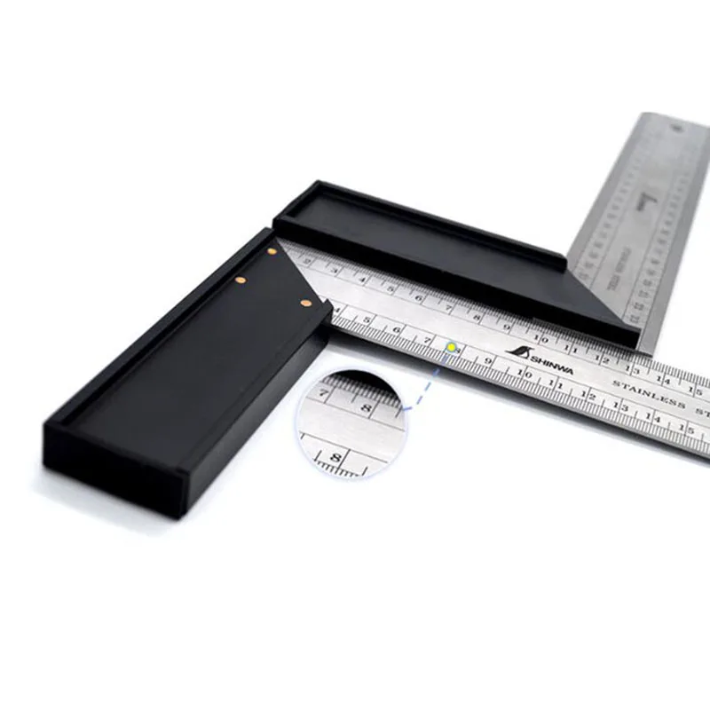 High Quality SHINWA Penguin Miter Try Square Stainless Steel Right Angle Ruler  20/25/30cm Front and Back Same Scale