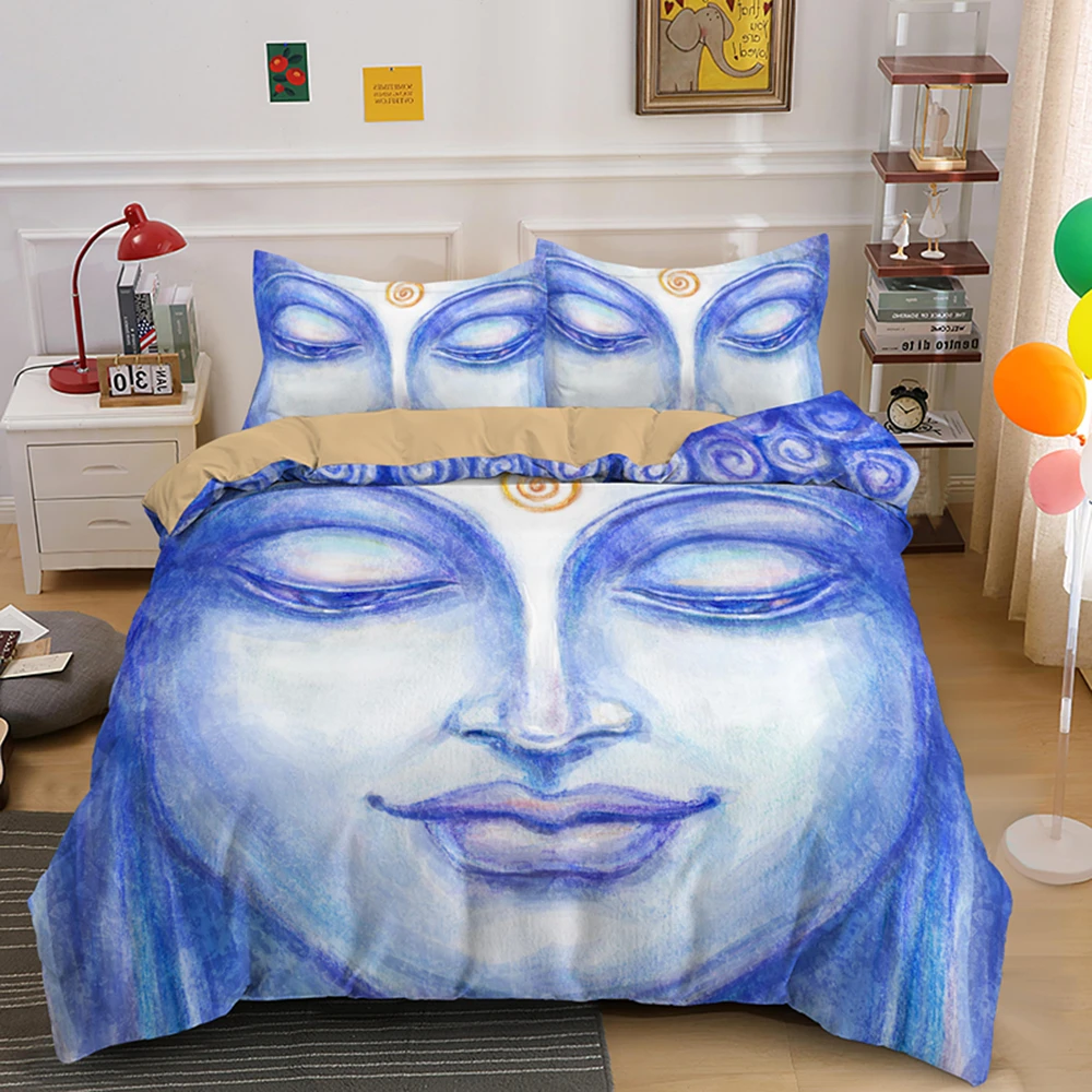 Hot Sell 3D Buddha Print Lord Ganesh Duvet Cover Queen King Double Size Colorful Comfoter Covers Set With Pillowcase 2/3Pcs