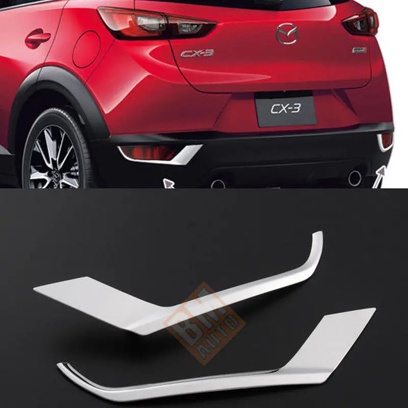 2pcs Car Decoration Stainless Steel Fog Lamp Trim Rear Bumper Reflector Cover Car Styling Accessories for MAZDA CX-3 2015-2017