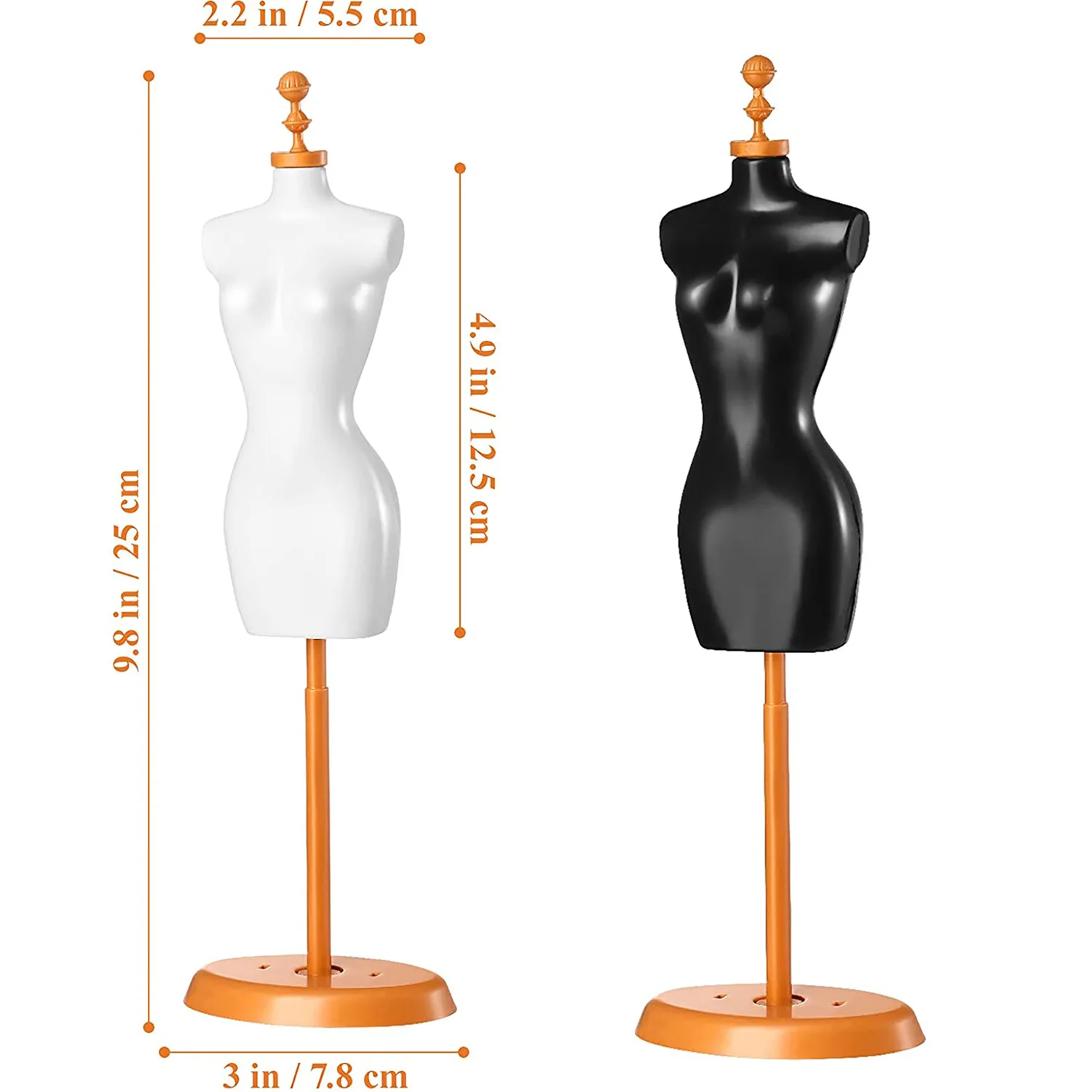 Mini Size Female Mannequin Torso, 1Pcs Mini Doll Dress Form Manikin Body with Base Stand for Sewing Dressmakers Dress Jewelr