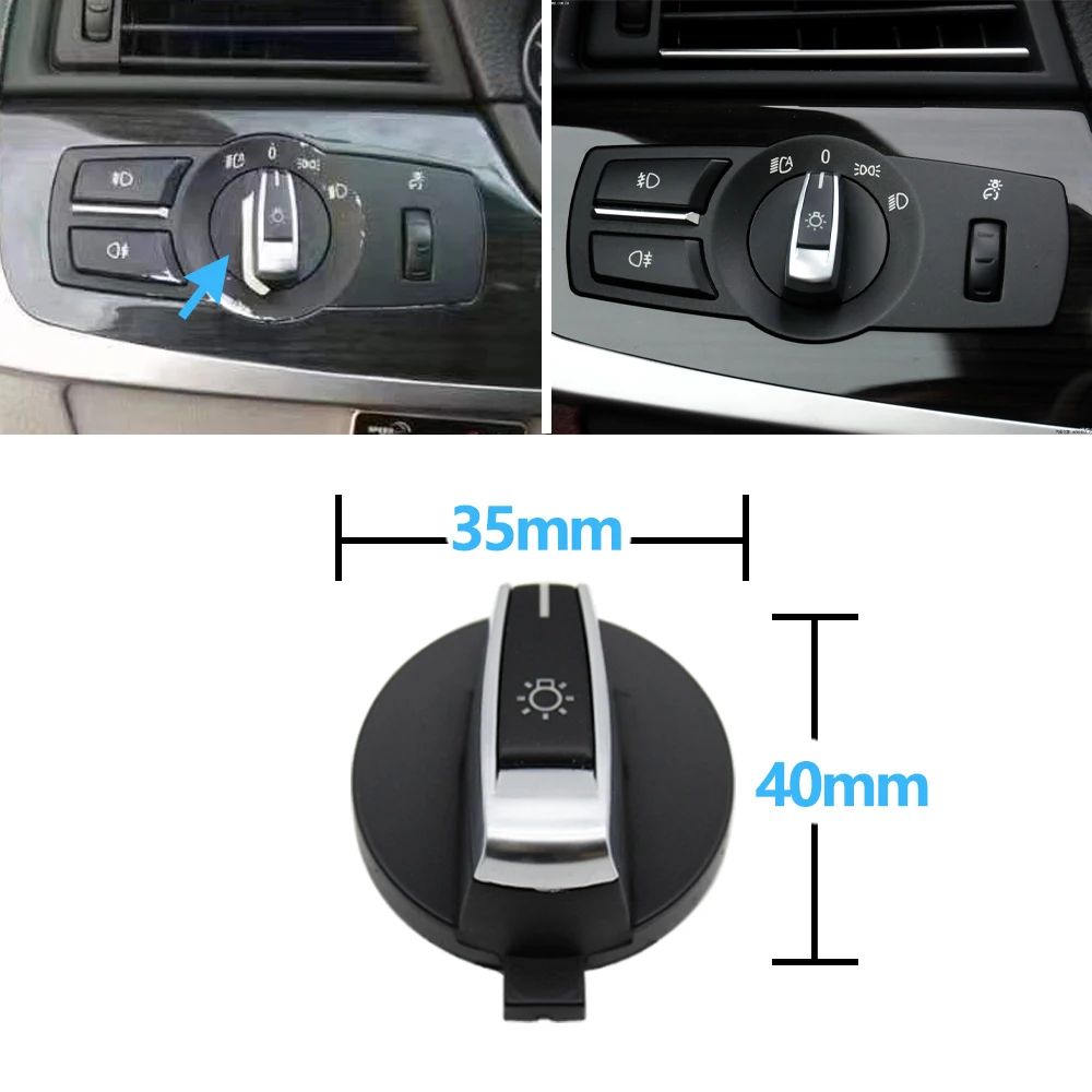 Black Headlight Lamp Switch Rotary Knob Button Cap For BMW 5 5GT 6 7 X3 X4 Series F10 F11 F07 F06 F01 F25 F26 61316803965