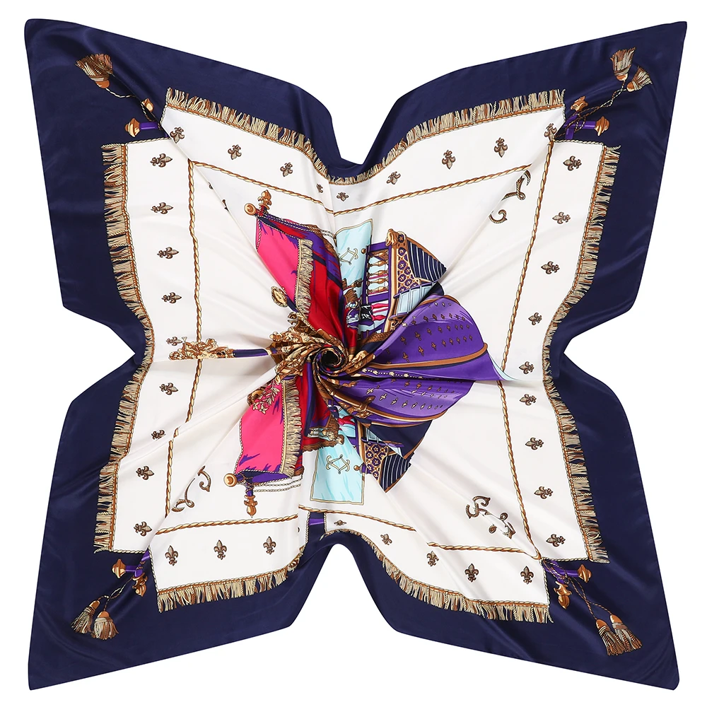 

130 см квадратный шарф с принтом военного корабля, саржевый шелковый шарф, женские роскошные брендовые шарфы, платок с кисточками для дам, шаль Echarpe