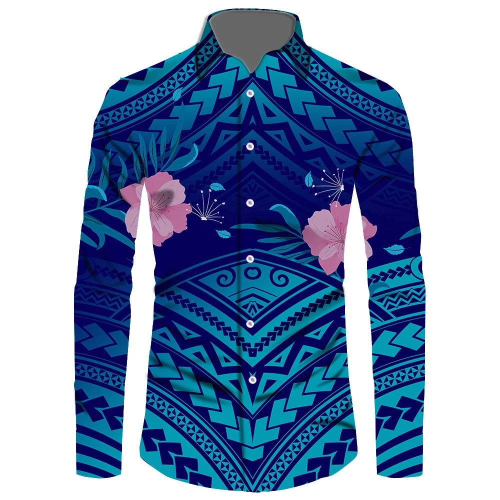 Spring Men Long Sleeve Shirts Samoan Summer Viking Autumn Custom Print  Puletasi Classics High Quality