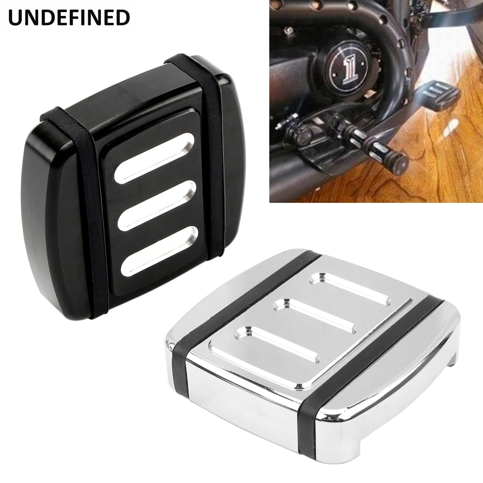 

Black Motorcycle Small Brake Pedal Pads Cover Footpegs CNC For Harley Softail Dyna Fat Bob Street XG500 XG750 XL Forward Control