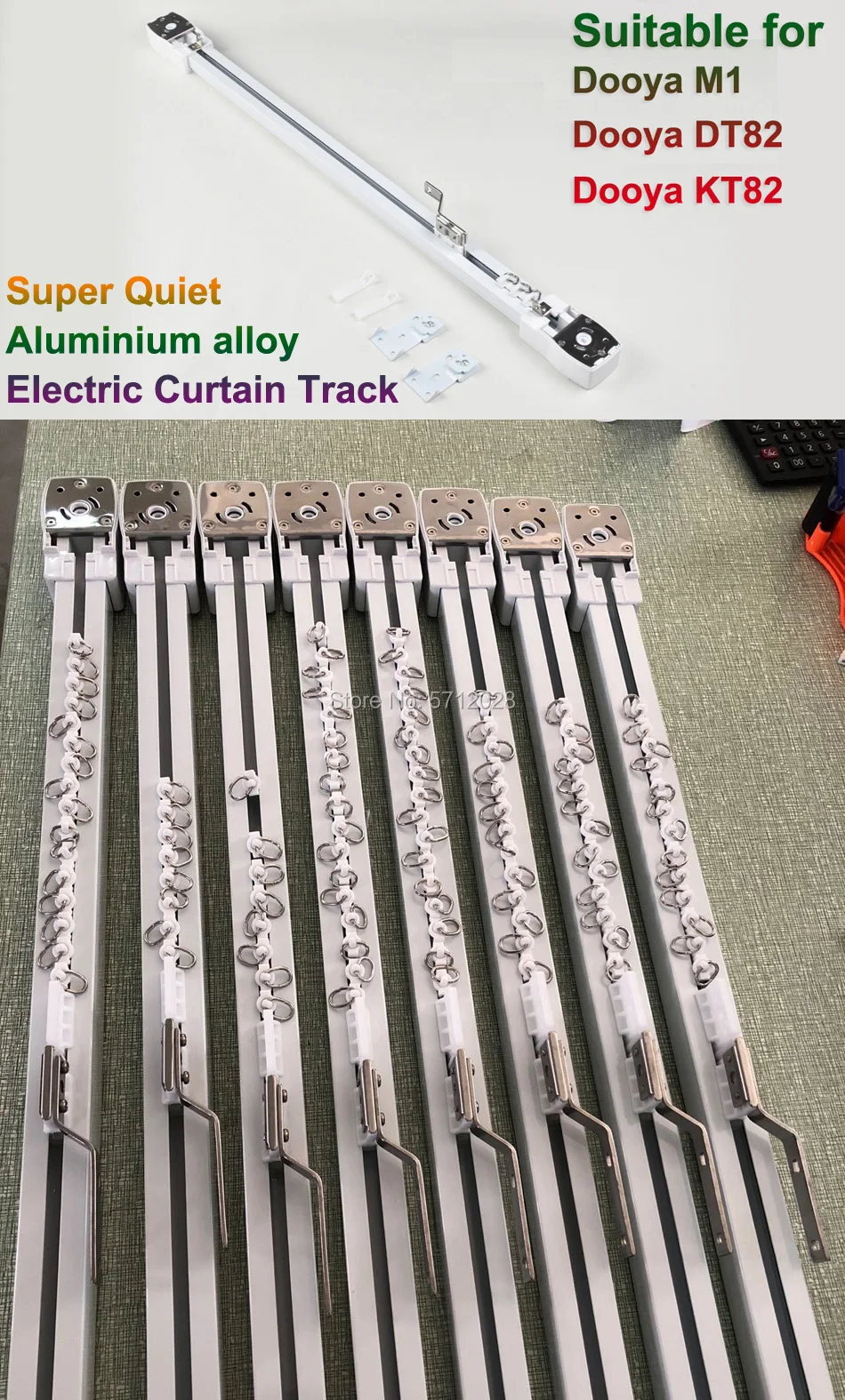 Super Quiet Aluminium Alloy Electric Curtain Track, Rail System, Dooya Motor M1, KT82TN, DT82 Series, Smart Home