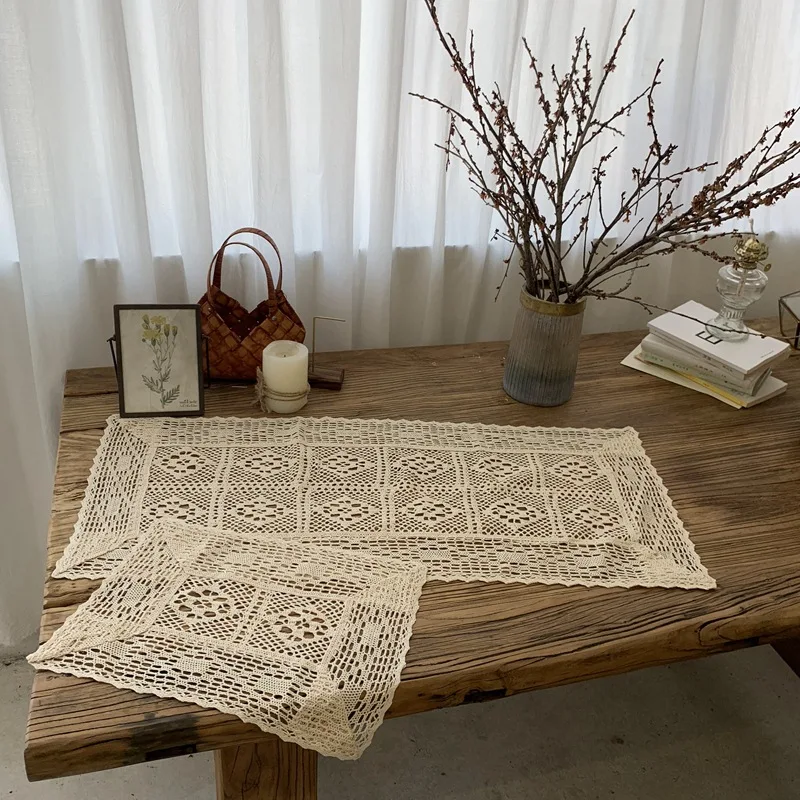 Lace Cotton Table Placemat Pad Cloth Crochet Tablecloth Cup Mug Tea Coaster Handmade Christmas Doily Kitchen Dining Table Cover