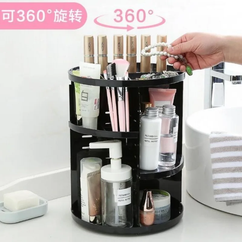 

Desktop rotating cosmetic storage rack plastic storage box rack dressing table skin care product finishing rack