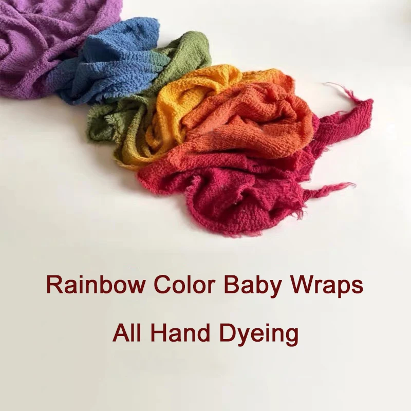 Iridescence Stretch Newborn Baby Wraps Tie dye Rainbow Infant Premium Natural Photo Wrap Organic Cotton Swaddle Cloth 260*50cm