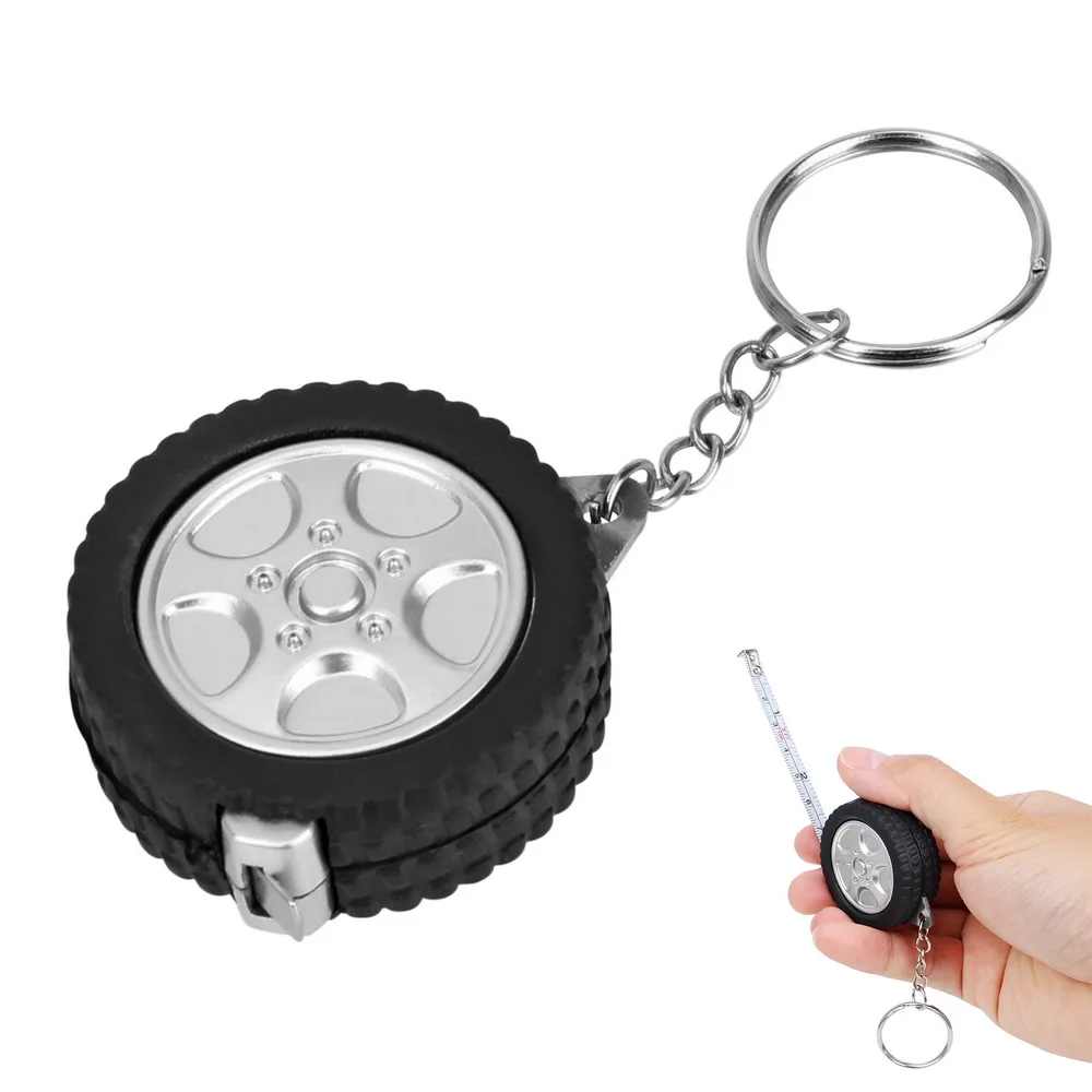 DIYWORK Mini Retractable Tape Tape Measure Centimeter/Feet 1m Tire Shape Keychain Ruler Sewing Tool for Travel Camping