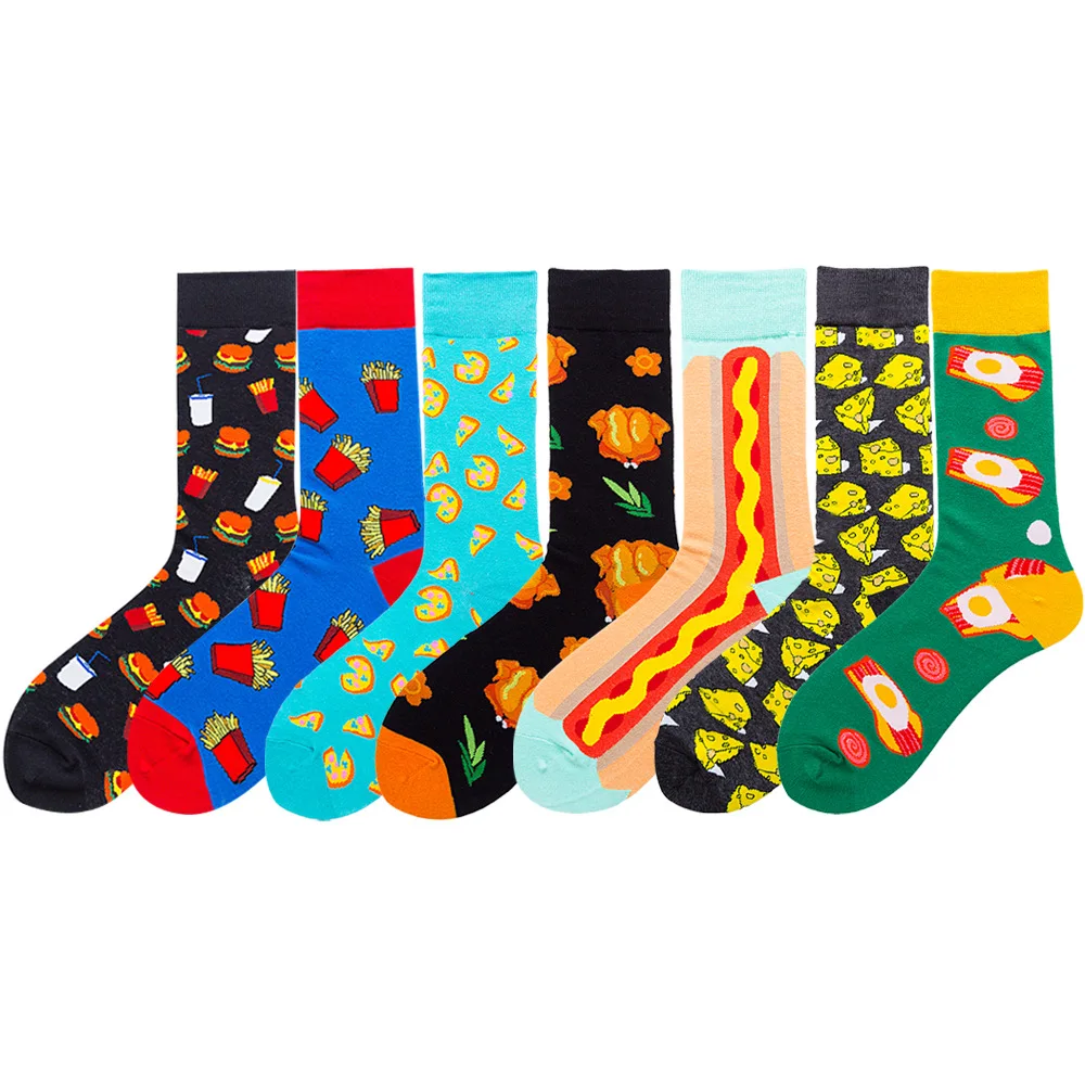 DOIAESKV Combed Cotton Women Happy Socks Cute Funny Socks Brand Quality Corn Egg French fries Cheese Socks Women Drop shipping