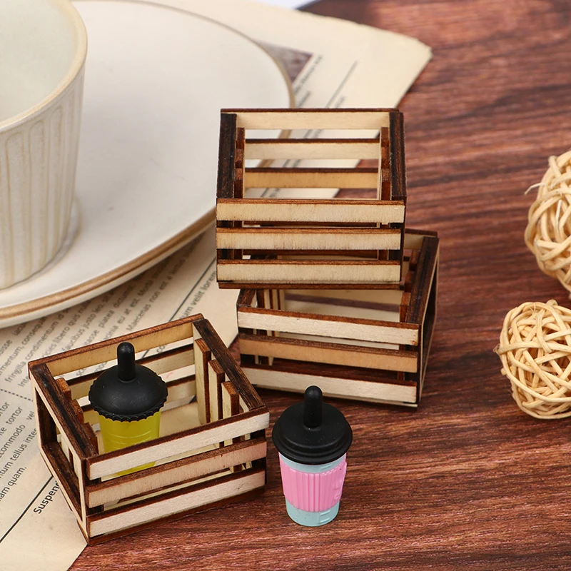 1:12 Creative Dollhouse Miniature Wooden Frame Storage Basket Organizer Box Home Decor Collection Arrangement Eco Home