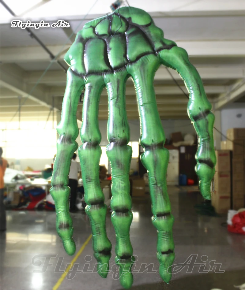 Horrible Green Inflatable Hand Bone 3m Giant Hanging Air Blown Zombie Finger Skeleton For Bar And Club Halloween Decoration