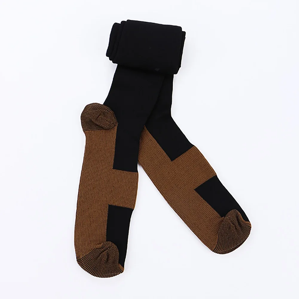 Men Women Copper Fiber Long Socks Compression Pressure Stockings Outdoor Sports Running Socks 15-20mmHg