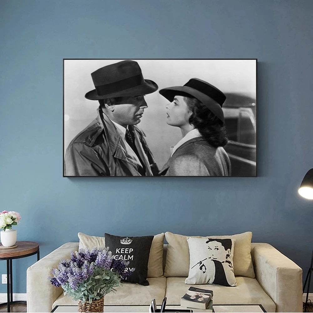 Casablanca (1942) Poster American Romantic Drama Film Wall Decor Humphrey Bogart Ingrid Bergman Print Art Gift