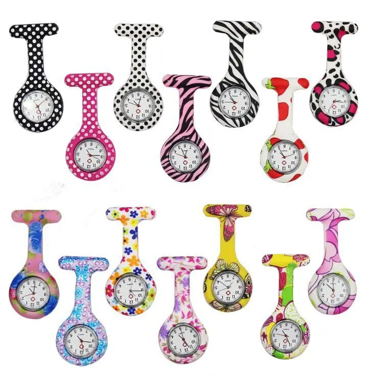 Printed silicone nurse watch round jelly nurse doctor watch