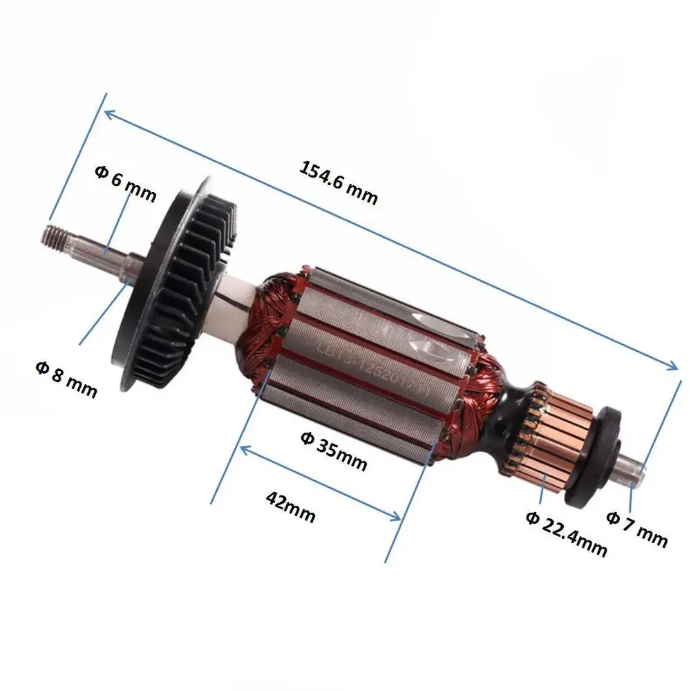 220V/240V Armature Rotor shaft ball bearing carbon brush  For BOSCH GWS8 GWS 8-100 GWS 8-125 GWS8-125C GWS 850 angle grinder