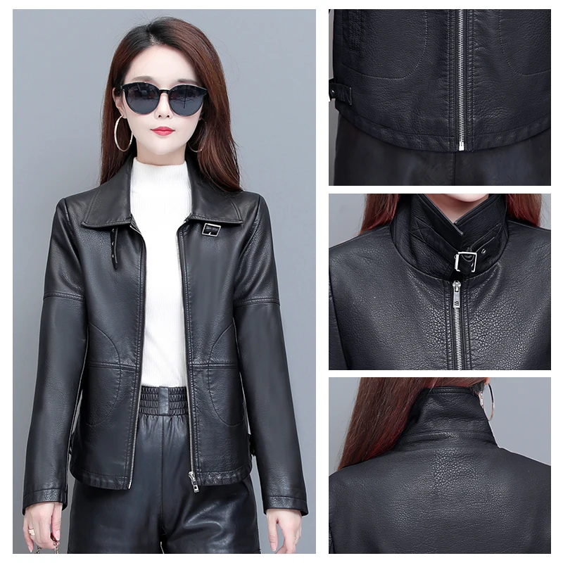 2020 neue Herbst Frauen Pu Leder Jacke Mädchen Kurze Mantel Weibliche Schwarz Punk Bomber Faux Leder Outwear Blazer dame frühling tops