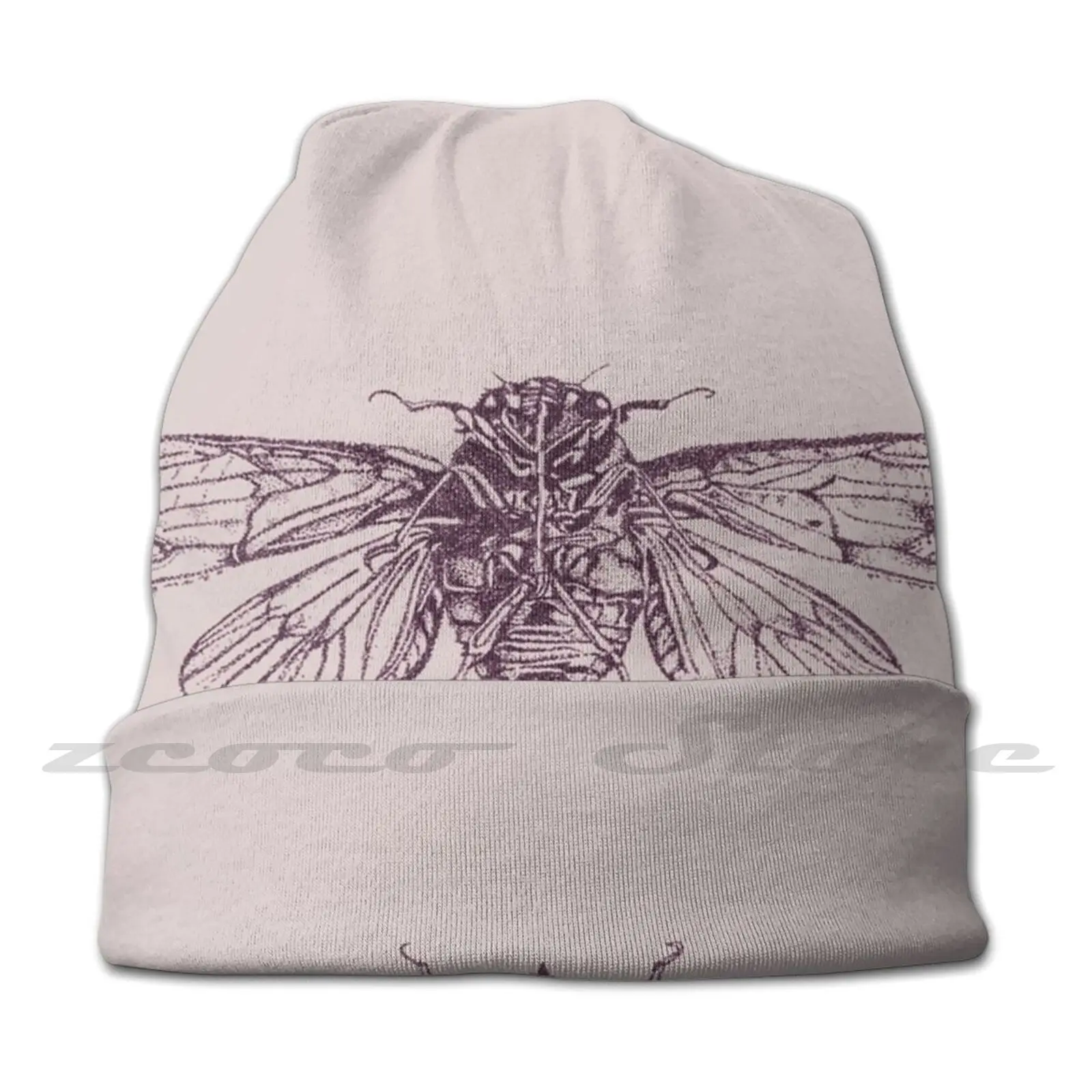 The Summer Cicada Knit Hat Elastic Soft Personalized Pattern Present Cap Cicada Summer Anatomy Stipple Jen Selmore Insect Bug