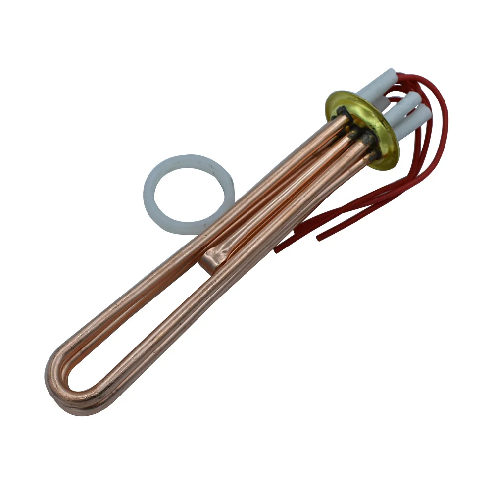 Line Type 63mm Ring Flange Diameter Water Heating Element 380V 6KW/9KW/12KW Red Copper Electric Water Tube Heater