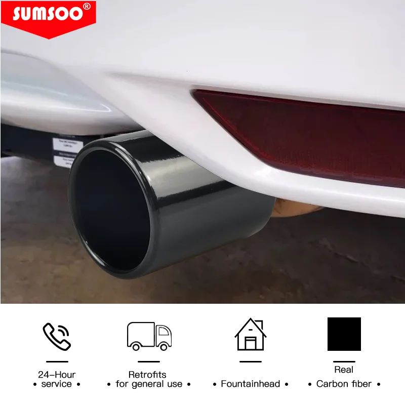 حقيقي SUMSOO 1 قطعة احدث اسلوب الفولاذ المقاوم للصدأ نظام العادم العالمي نهاية الأنابيب + سيارة العادم تلميح لشركة فولكس فاجن أودي بنز BMW بورش #4