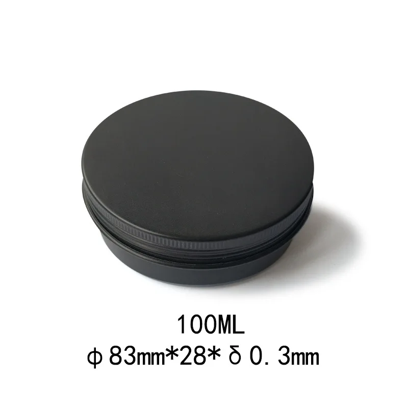 60pcs 100g 83*28mm Black Aluminum Tins Container With Round Screw Lid Empty Eye Cream Hair Conditioner Tin Cosmetic Jar