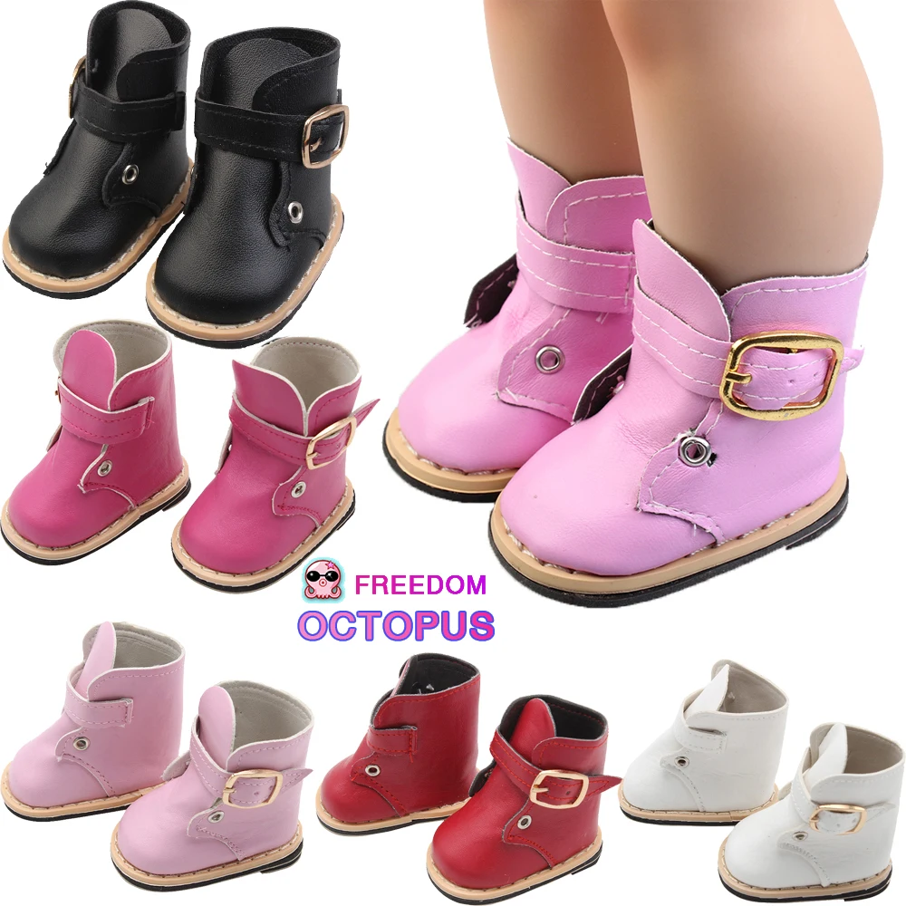 18 Inches American Doll Boots High Quality 6 Colors Leather Girl Doll Shoes For 43cm New Born Russia Diy Dolls Sock