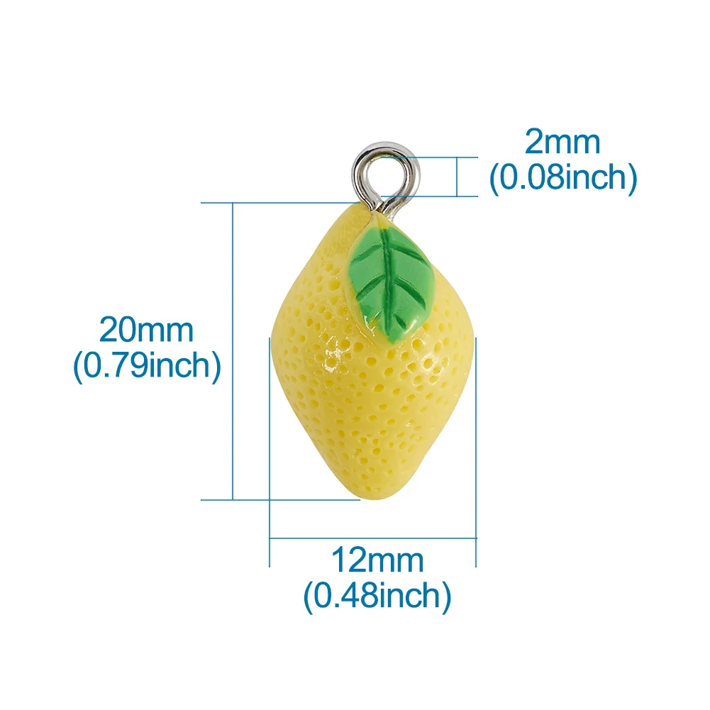 10pcs Yellow Lemon Resin Pendants Findings Fruit Resin Pendant Charms For Earring Necklace DIY Fashion Jewelry Accessories