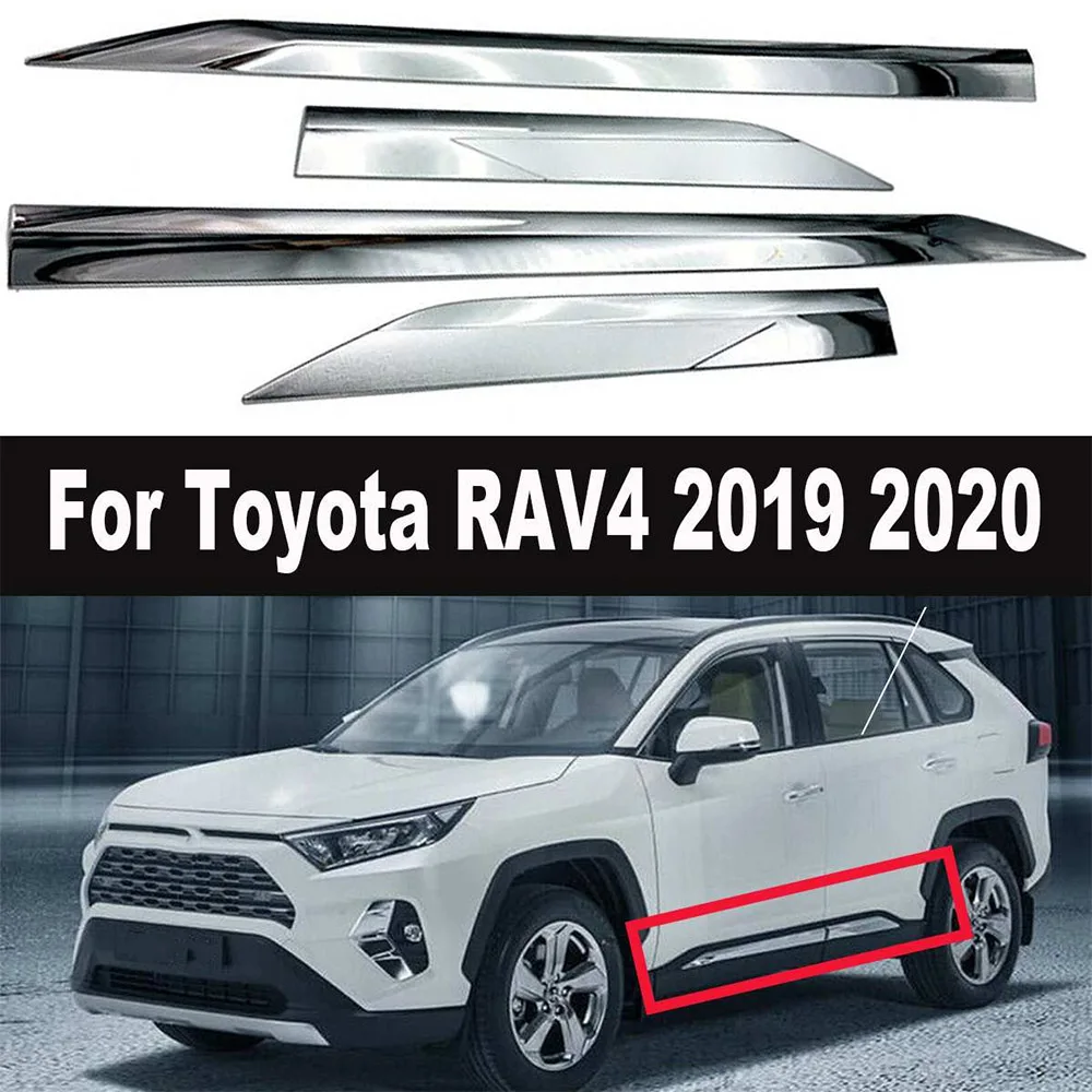 

4pcs/set Car Side Door Body Molding ABS Chrome Cover Trim Side Strips Trim Chromium Styling for Toyota RAV4 xa50 2019 2020