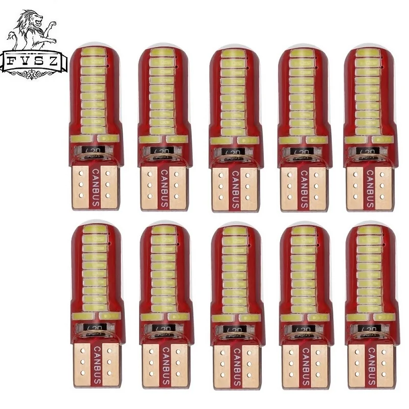 10Pcs T10 LED W5W 4014 168 194 8W 6500K Car Lights Light-Emitting Diodes Independent 24 Smd Bulb No Errors Univ Era Auto Lamp