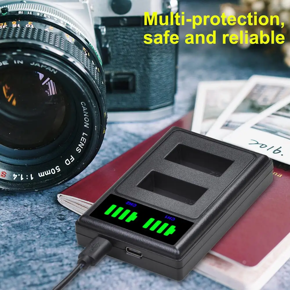 Batmax EN-EL20 EL20 Battery+LED Dual Charger with Type C Port For Nikon EN-EL20a Coolpix P1000 P950 Nikon1 J1, J2, J3 Nikon1 AW1