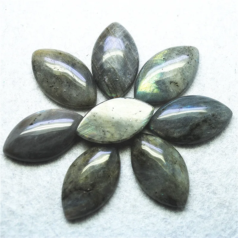 8PCS Nature Import Labradorite Stone Cabochons NO Hole Beads Accessories Size 28x14MM 29x15MM 33x18MM 34X20MM