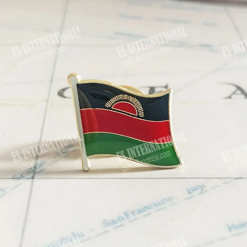 Malawi National Flag Lapel Pins Crystal Epoxy Metal Enamel Badge Paint Brooch Souvenir Suit  Personality  Commemorative  Gifts