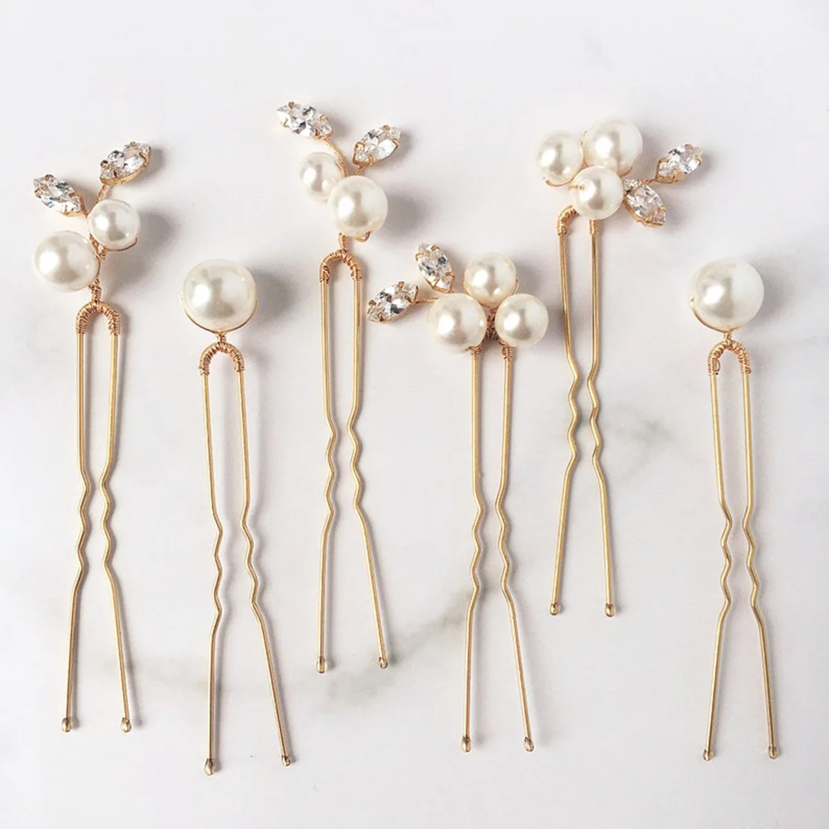 6PCS/set Wedding Bridal Imitation Pearl Hairpins Flower Crystal Hair Clips Bridesmaid Hair Jewelry Accessories Wholesale
